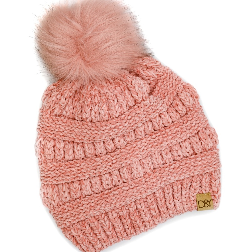 Stella Pink Kitted Pom Pom Beanie